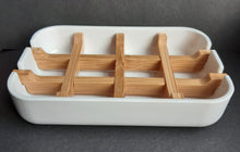 Load image into Gallery viewer, Eco Soap Dish &amp; Organic Soap Bar Bundle - white dish with Guest size Rosemary &amp; Cacao bar
