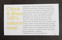 Load image into Gallery viewer, Citrus &amp; Shea Organic Full Size Soap Bar
