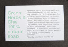 Load image into Gallery viewer, Green Herbs &amp; Clay Organic Full Size Soap
